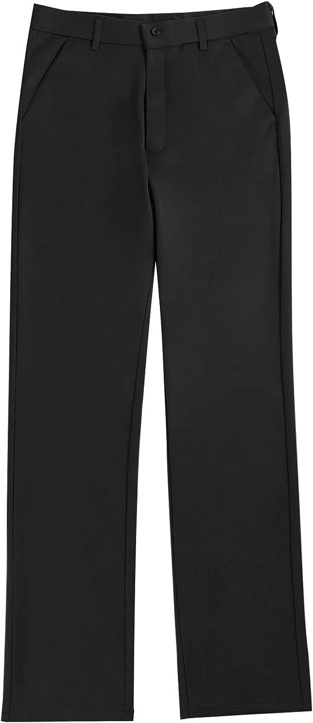 CRNTCEM Business Suit Pant for Men Slim Fit Front Flat Casual Dress Pants Straight Leg Black Office Work Chino Pants