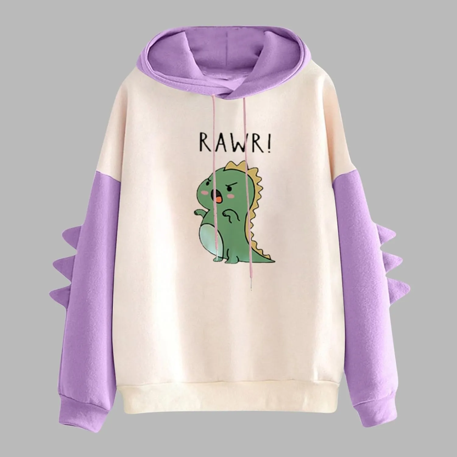 Cute Hoodies for Women Teen Girls Kawaii Japanese Dinosaur Hoodie Tops Stitching Long Sleeve Hooded Sweatshirts