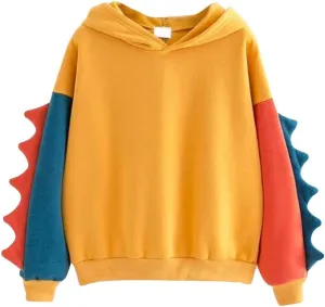 Cute Hoodies for Women Teen Girls Kawaii Japanese Dinosaur Hoodie Tops Stitching Long Sleeve Hooded Sweatshirts