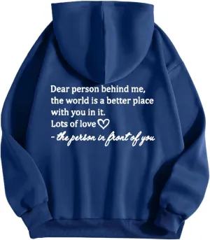Dear Person Behind Me Hoodie Sweatshirts Letter Pullover Tops Trendy Comfort Sweatshirts Cute Fall Fashion Clothes