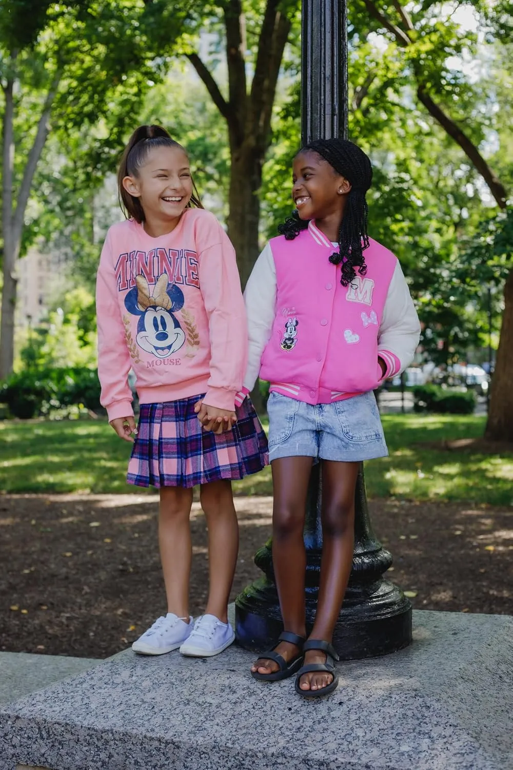 Disney Minnie Mouse Frozen Lilo & Stitch Moana Girls Varsity Bomber Jacket Toddler to Big Kid Sizes (2T - 14-16)
