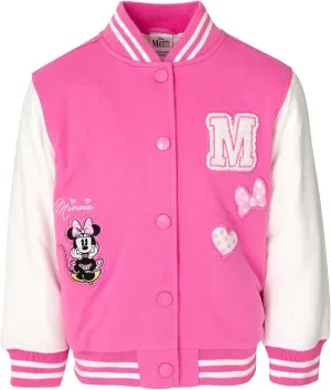 Disney Minnie Mouse Frozen Lilo & Stitch Moana Girls Varsity Bomber Jacket Toddler to Big Kid Sizes (2T - 14-16)