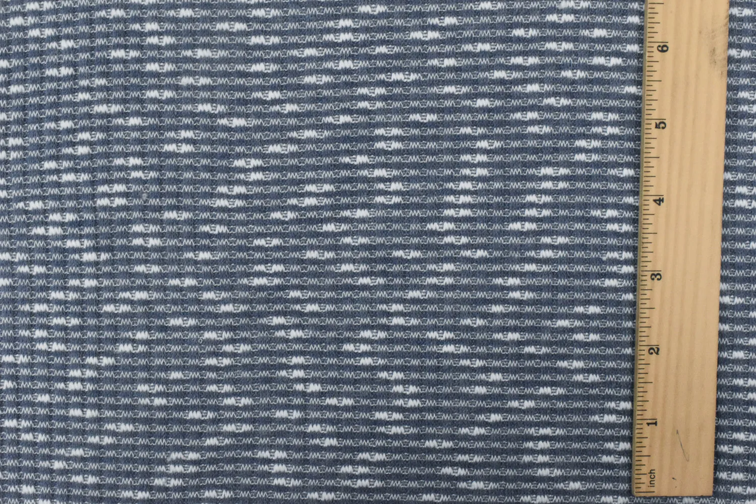 Dusty Navy-White Textured Pattern Stretch Rib Knit Fabric