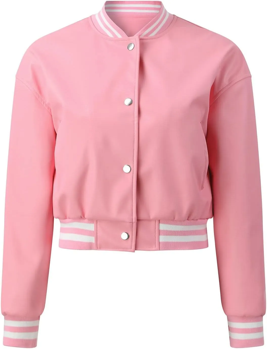 ECKHARDT Jackets for Women Corduroy Patchwork Stand Collar Button Long Sleeve Elastic Leather Pocket Coat Floral Zipped