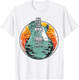 Electric Guitar Retro Sunset Vintage Music Band Guitarist T-Shirt