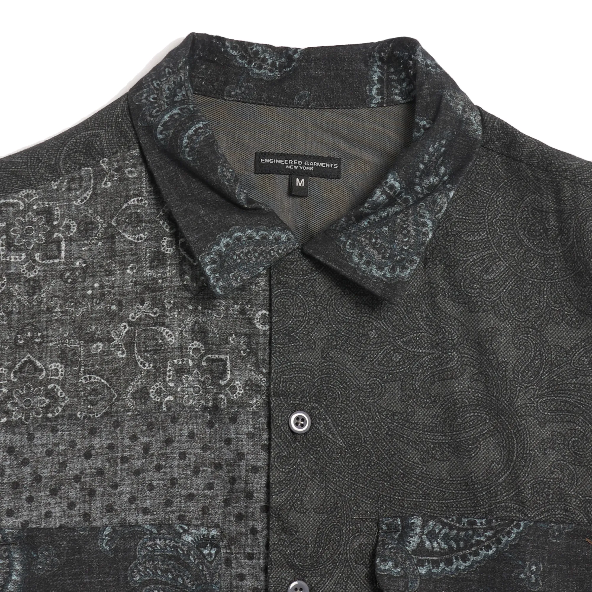 Engineered Garments Classic Shirt  Navy/Grey Cotton Deco Jacquard