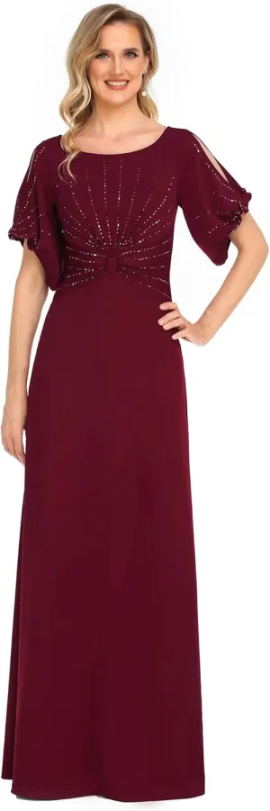 Ever-Pretty Women's Round Neck Hollow Out Sleeves Mermaid Beaded Formal Dresses 0544-USA
