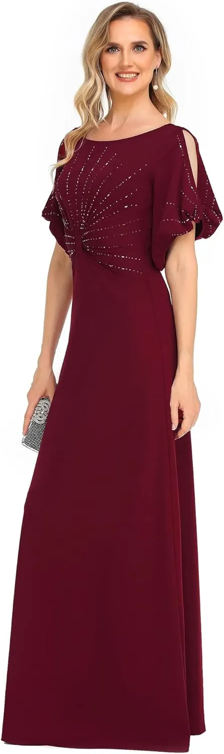 Ever-Pretty Women's Round Neck Hollow Out Sleeves Mermaid Beaded Formal Dresses 0544-USA