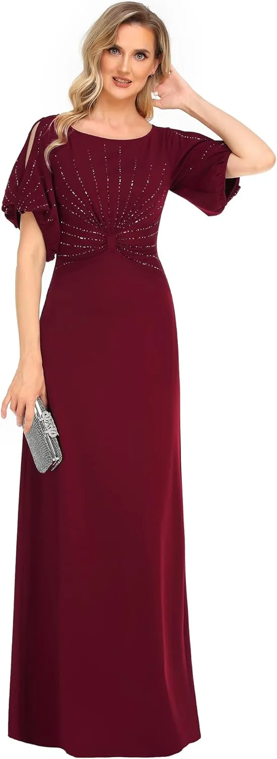 Ever-Pretty Women's Round Neck Hollow Out Sleeves Mermaid Beaded Formal Dresses 0544-USA