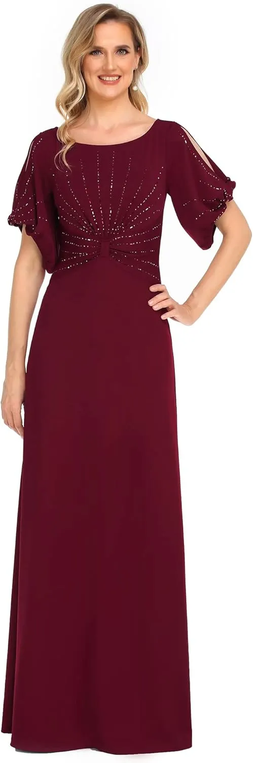 Ever-Pretty Women's Round Neck Hollow Out Sleeves Mermaid Beaded Formal Dresses 0544-USA