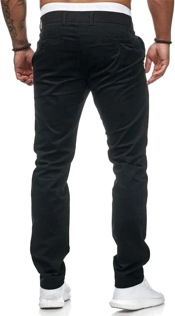 evzosrz Mens Casual Chinos Dress Pants Slim Fit Straight Flat-Front Golf Pant Travel Slacks Joggers Solid Trousers Sweatpant