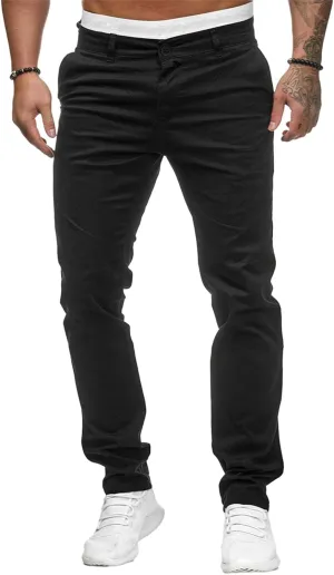 evzosrz Mens Casual Chinos Dress Pants Slim Fit Straight Flat-Front Golf Pant Travel Slacks Joggers Solid Trousers Sweatpant