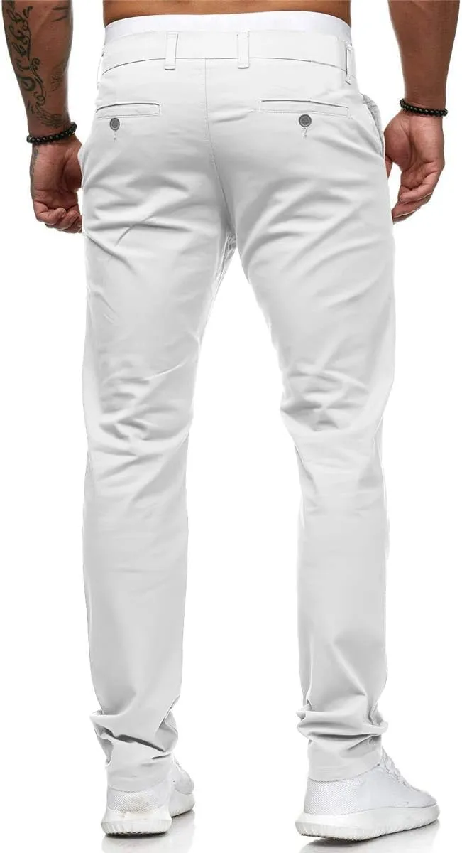 evzosrz Mens Casual Chinos Dress Pants Slim Fit Straight Flat-Front Golf Pant Travel Slacks Joggers Solid Trousers Sweatpant