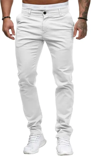 evzosrz Mens Casual Chinos Dress Pants Slim Fit Straight Flat-Front Golf Pant Travel Slacks Joggers Solid Trousers Sweatpant