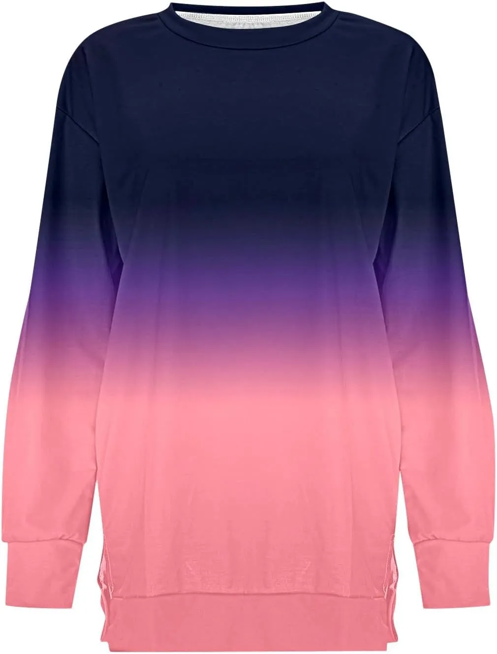 Fall Neon Gradient Women Sweat Shirts Casual Crew Neck Sweatshirts Loose Oversized Long Sleeve Pullover Tops