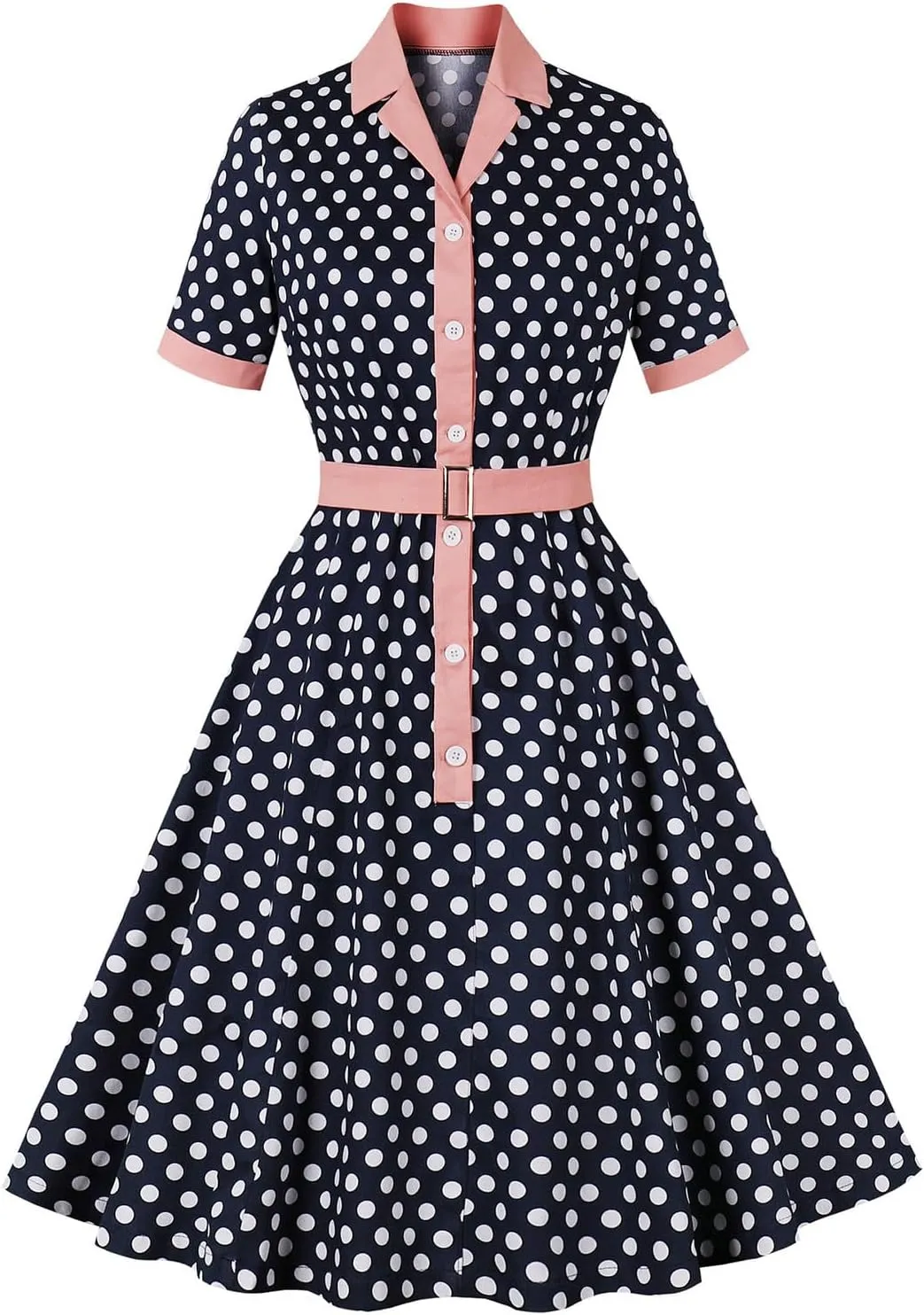 Firzero Women Vintage 1940s Dress Retro 40s 50s Button Business Work A Line Cocktail Dress Bowknot Long Sleeve Formal Dress