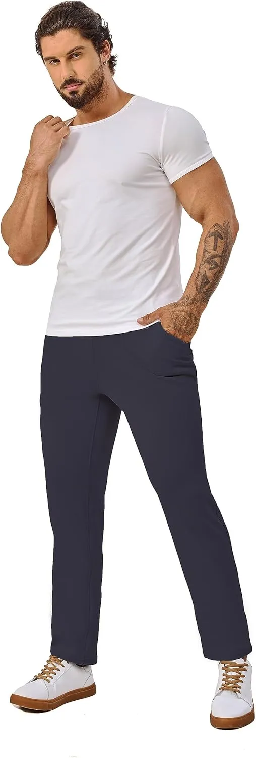Fleece Lined Sweatpants 27 Inch Inseam Atheltic Joggers Workout Pants for Short Men with Zip Pocket