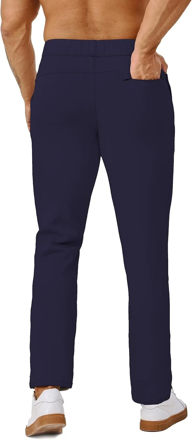 Fleece Lined Sweatpants 27 Inch Inseam Atheltic Joggers Workout Pants for Short Men with Zip Pocket