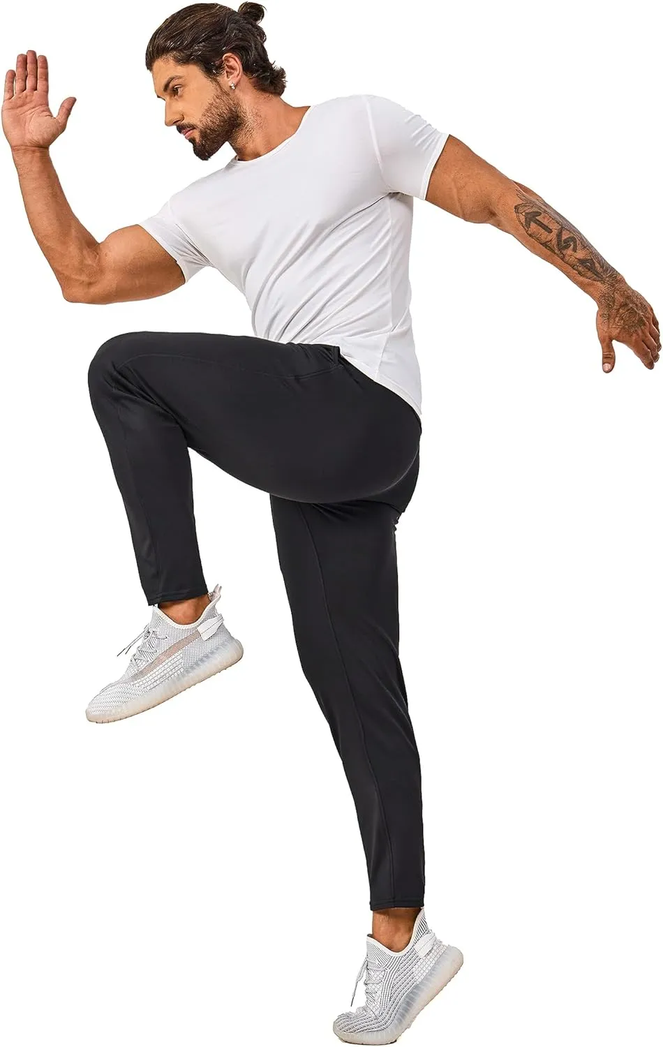 Fleece Lined Sweatpants 27 Inch Inseam Atheltic Joggers Workout Pants for Short Men with Zip Pocket
