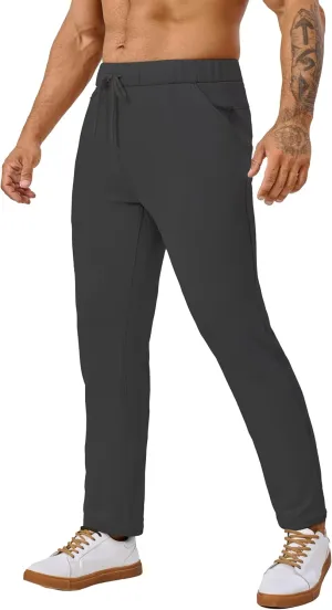 Fleece Lined Sweatpants 27 Inch Inseam Atheltic Joggers Workout Pants for Short Men with Zip Pocket