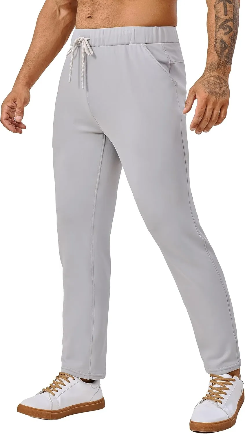 Fleece Lined Sweatpants 27 Inch Inseam Atheltic Joggers Workout Pants for Short Men with Zip Pocket