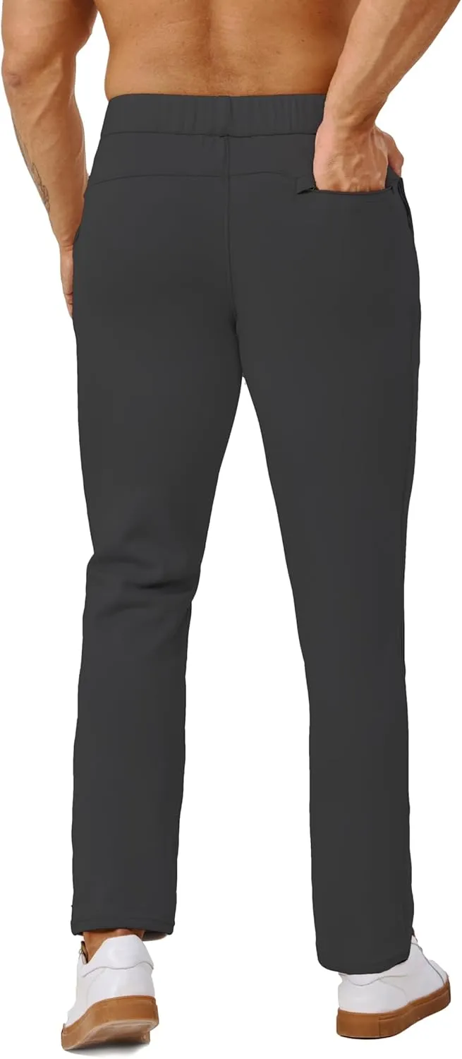 Fleece Lined Sweatpants 27 Inch Inseam Atheltic Joggers Workout Pants for Short Men with Zip Pocket