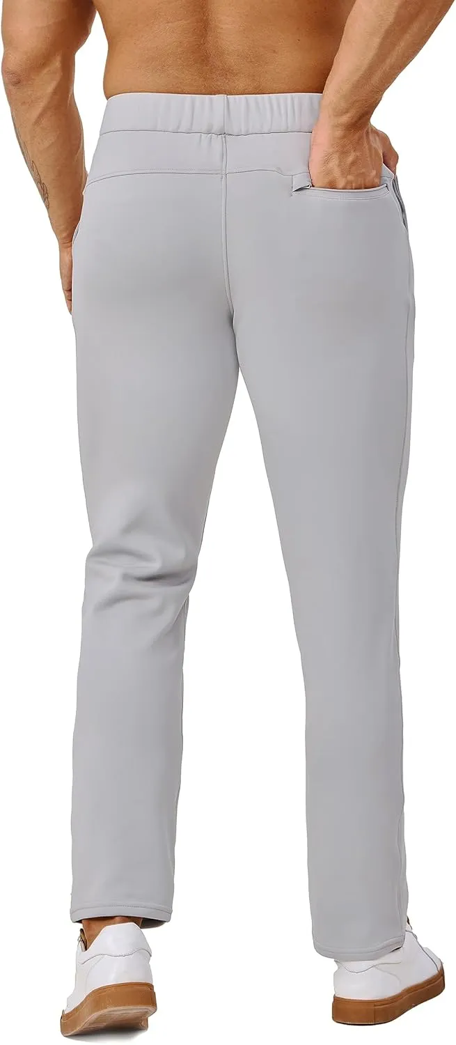 Fleece Lined Sweatpants 27 Inch Inseam Atheltic Joggers Workout Pants for Short Men with Zip Pocket
