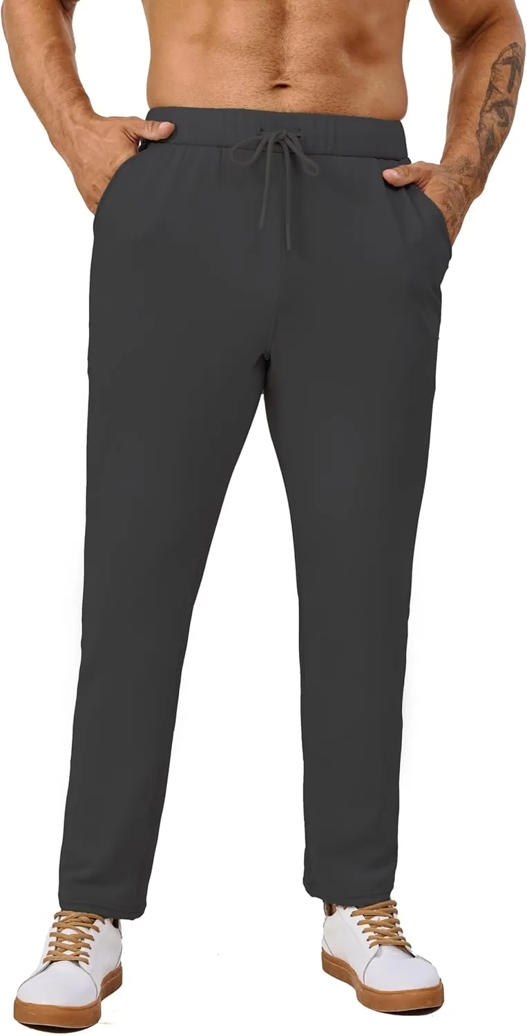 Fleece Lined Sweatpants 27 Inch Inseam Atheltic Joggers Workout Pants for Short Men with Zip Pocket