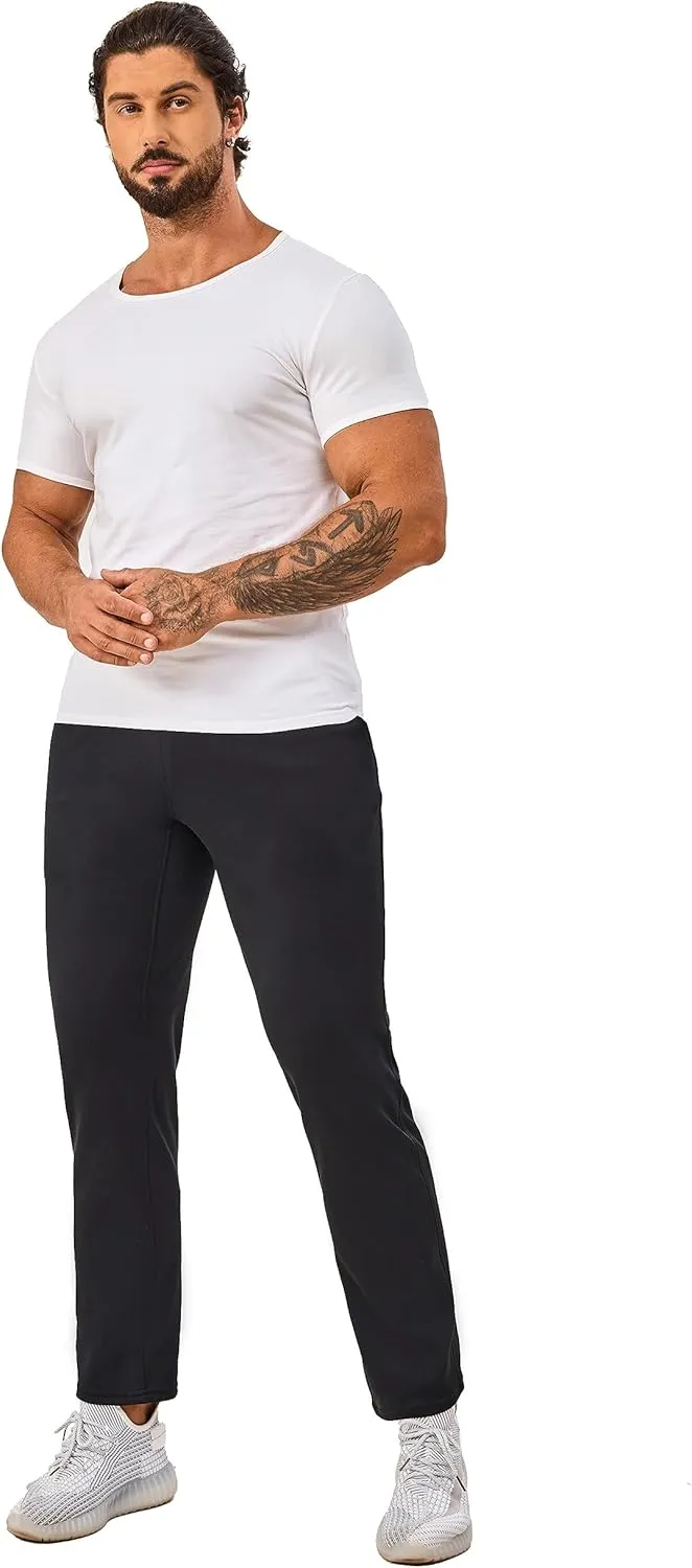 Fleece Lined Sweatpants 27 Inch Inseam Atheltic Joggers Workout Pants for Short Men with Zip Pocket
