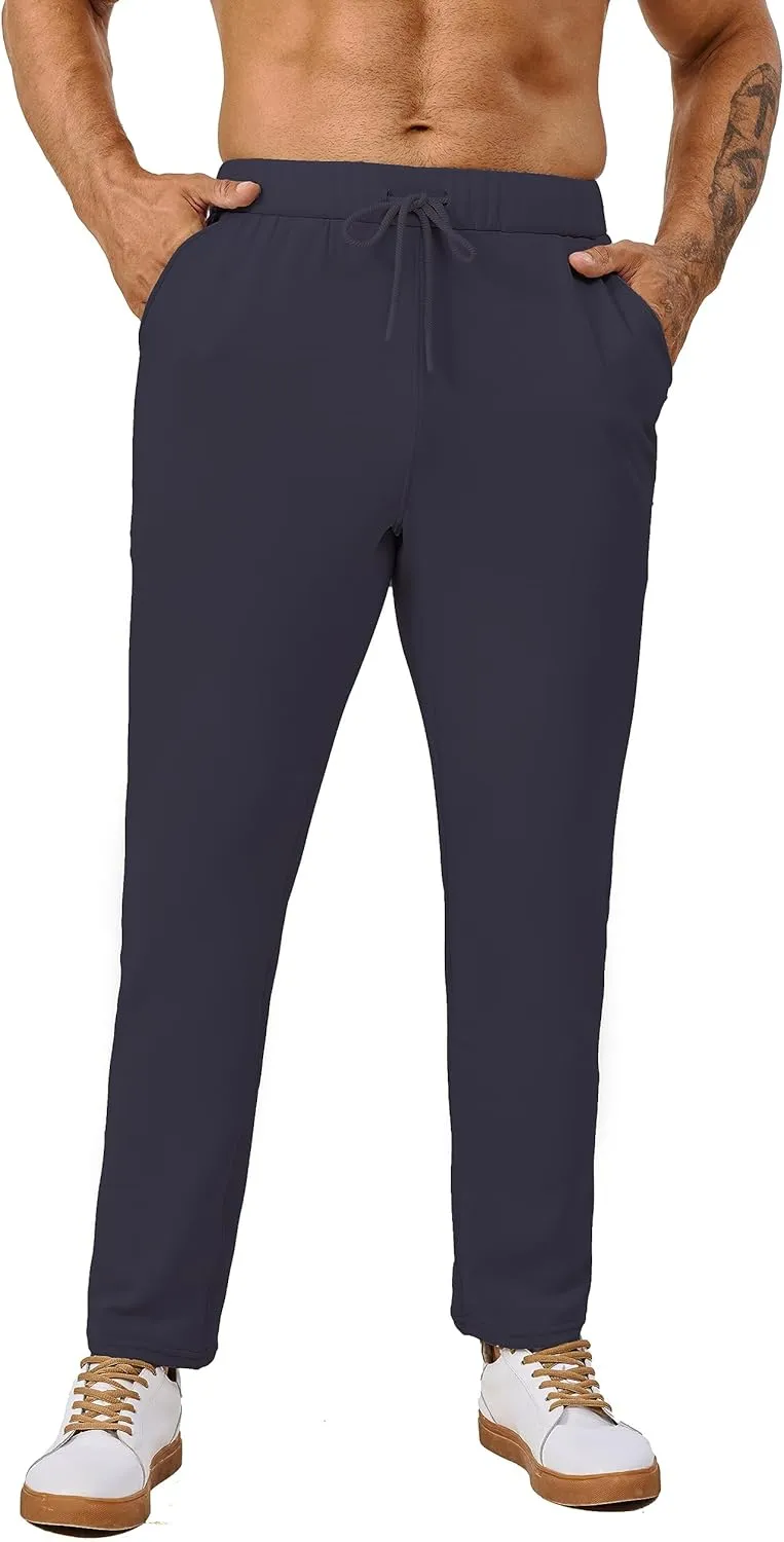 Fleece Lined Sweatpants 27 Inch Inseam Atheltic Joggers Workout Pants for Short Men with Zip Pocket