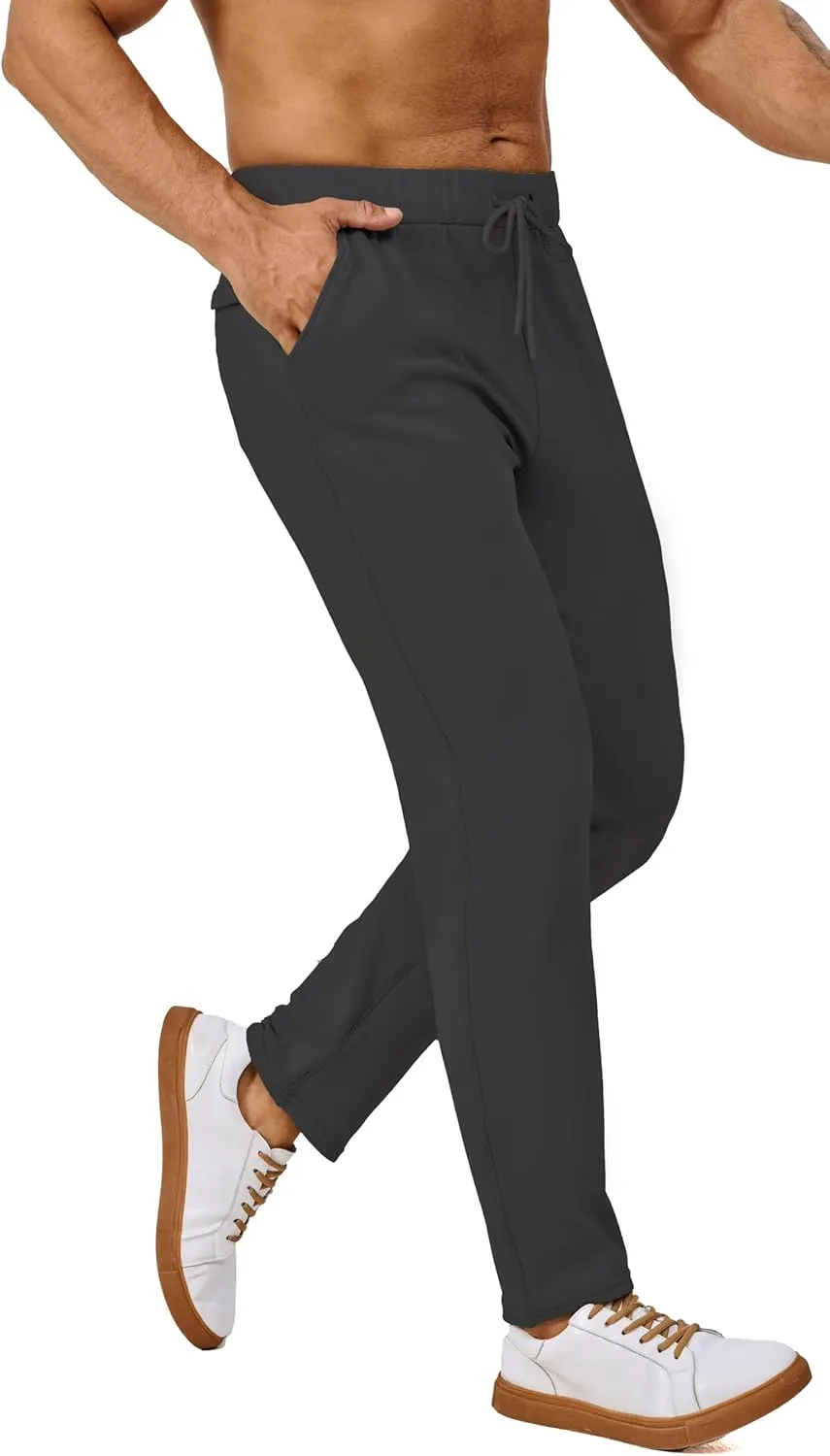 Fleece Lined Sweatpants 27 Inch Inseam Atheltic Joggers Workout Pants for Short Men with Zip Pocket