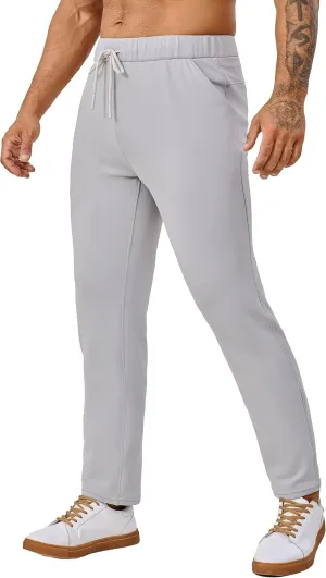 Fleece Lined Sweatpants 27 Inch Inseam Atheltic Joggers Workout Pants for Short Men with Zip Pocket