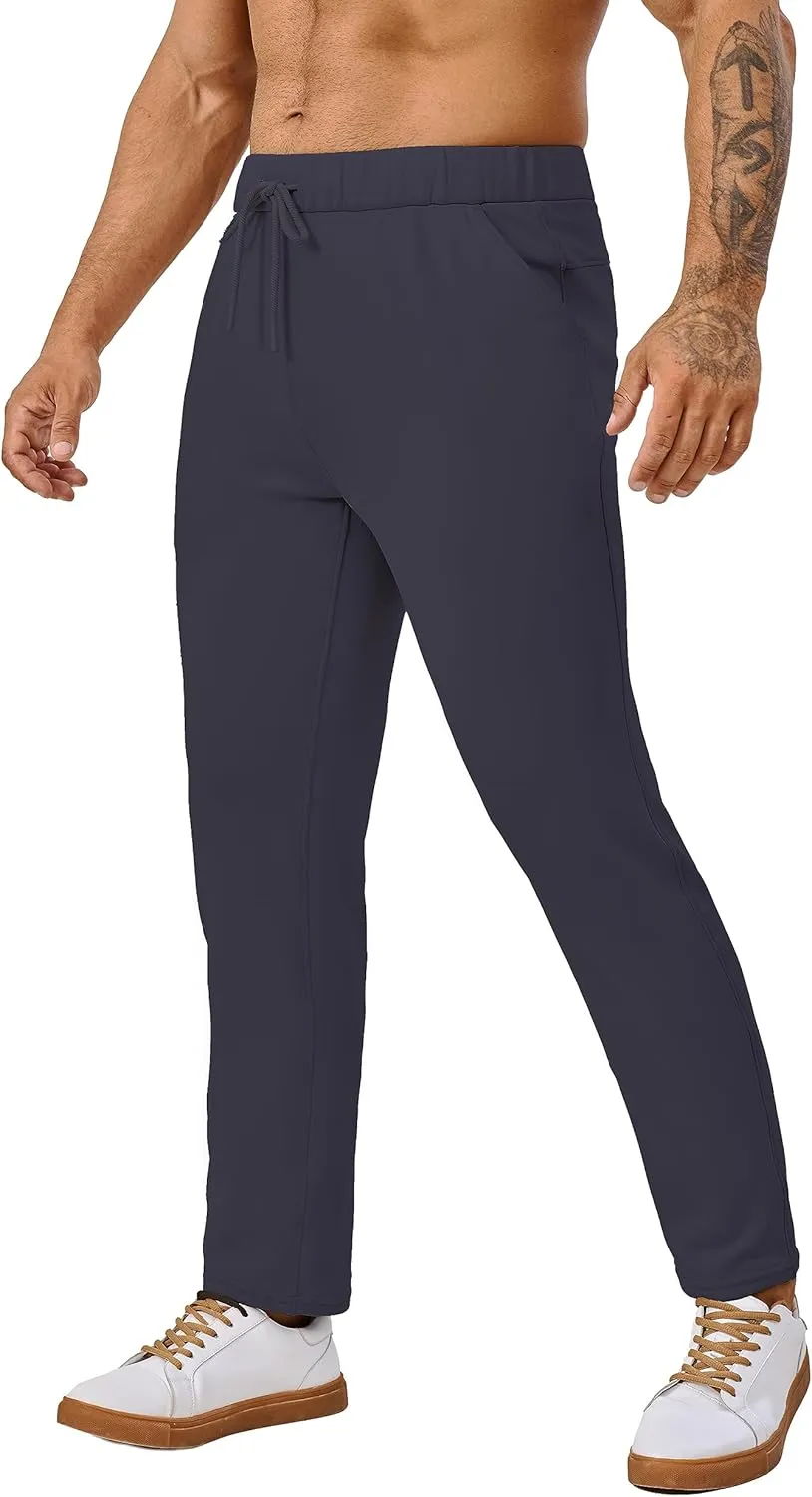 Fleece Lined Sweatpants 27 Inch Inseam Atheltic Joggers Workout Pants for Short Men with Zip Pocket