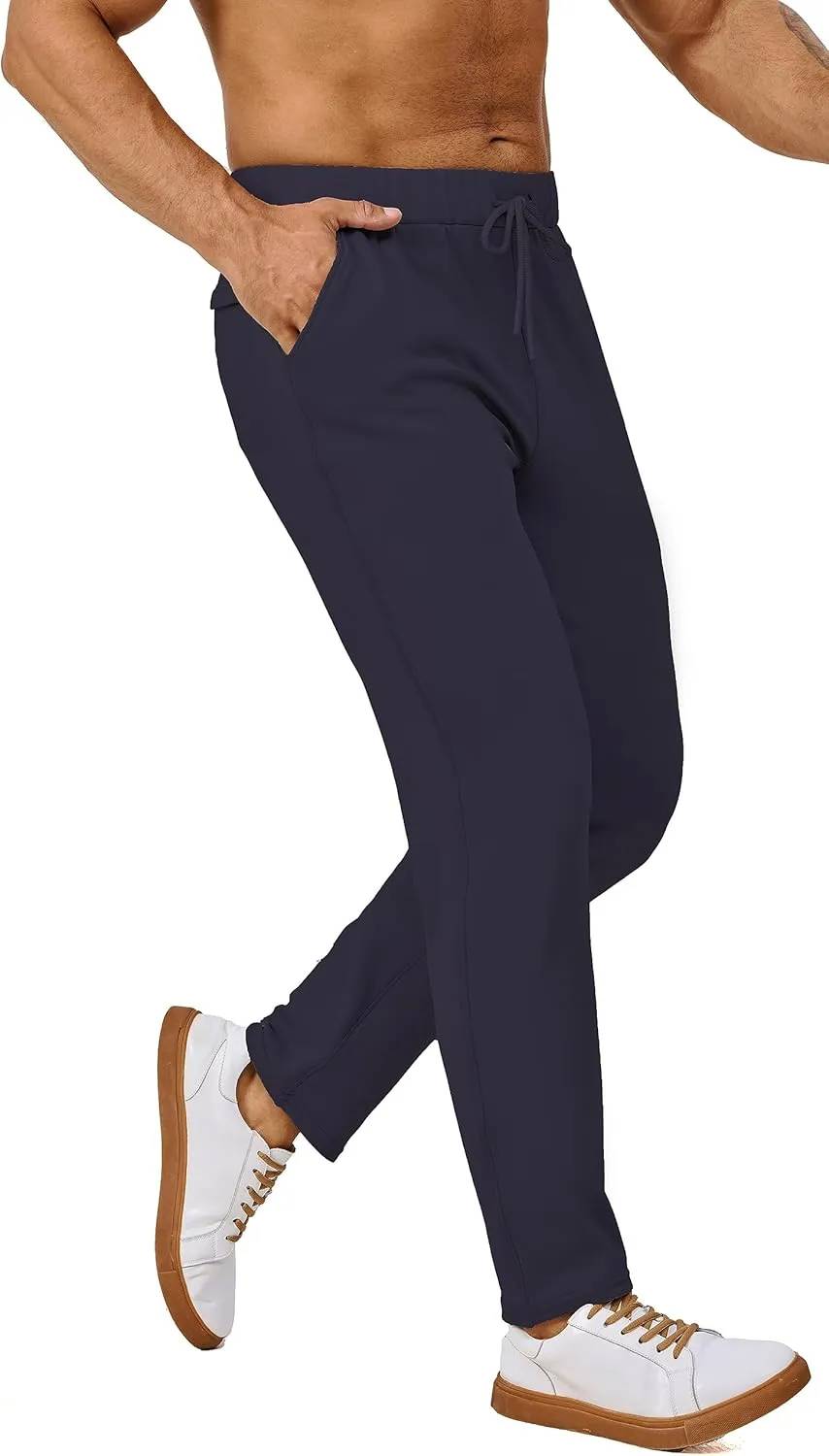Fleece Lined Sweatpants 27 Inch Inseam Atheltic Joggers Workout Pants for Short Men with Zip Pocket