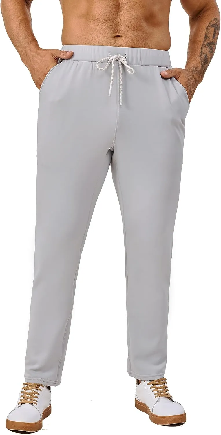 Fleece Lined Sweatpants 27 Inch Inseam Atheltic Joggers Workout Pants for Short Men with Zip Pocket