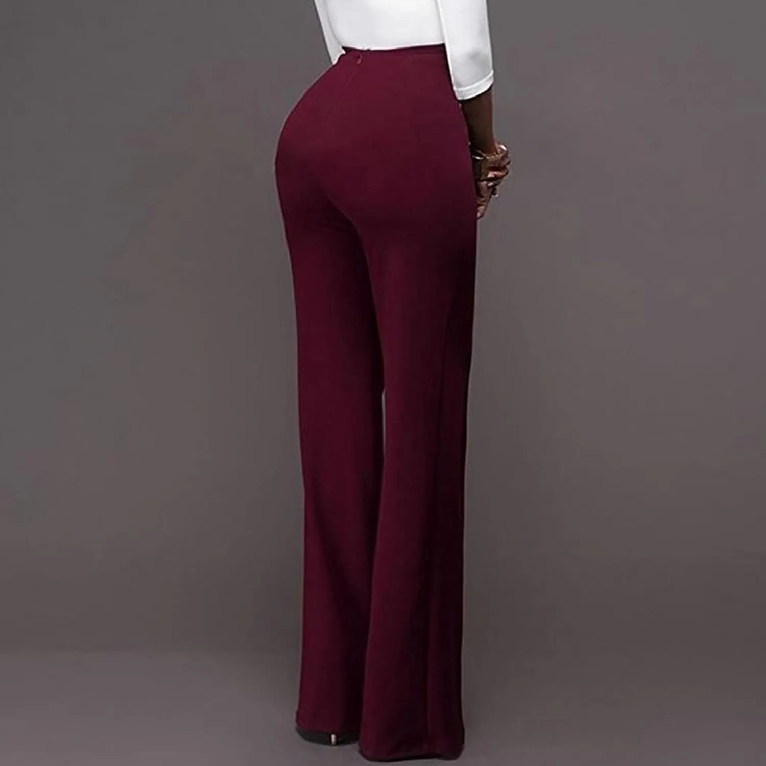 Formal Suit Pants for Women Premium Business Casual Dress Pants Slim Fit Straight Leg Trousers High Waist Button Pant