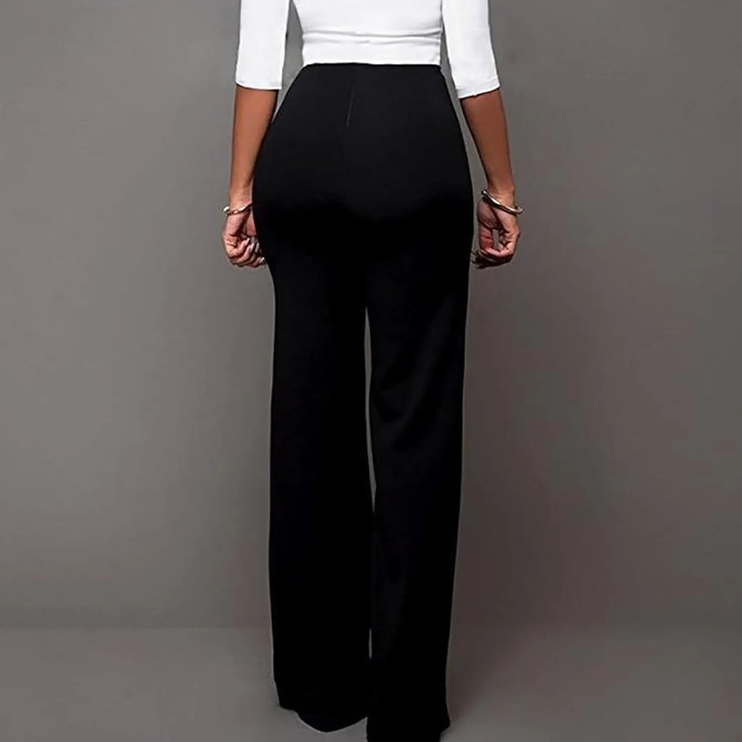 Formal Suit Pants for Women Premium Business Casual Dress Pants Slim Fit Straight Leg Trousers High Waist Button Pant