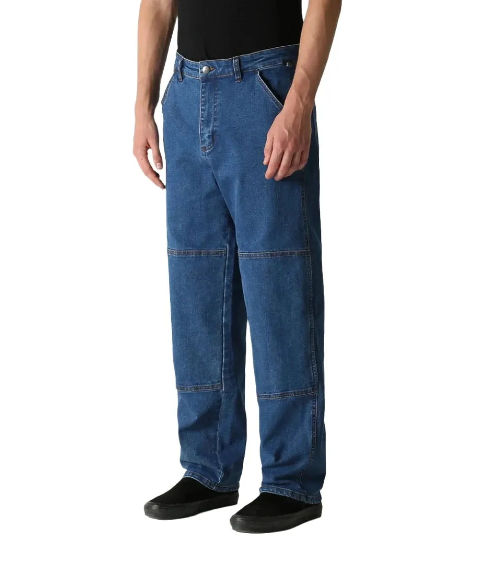 FORMER Distend Double Knee Denim Jeans Dark Blue Denim