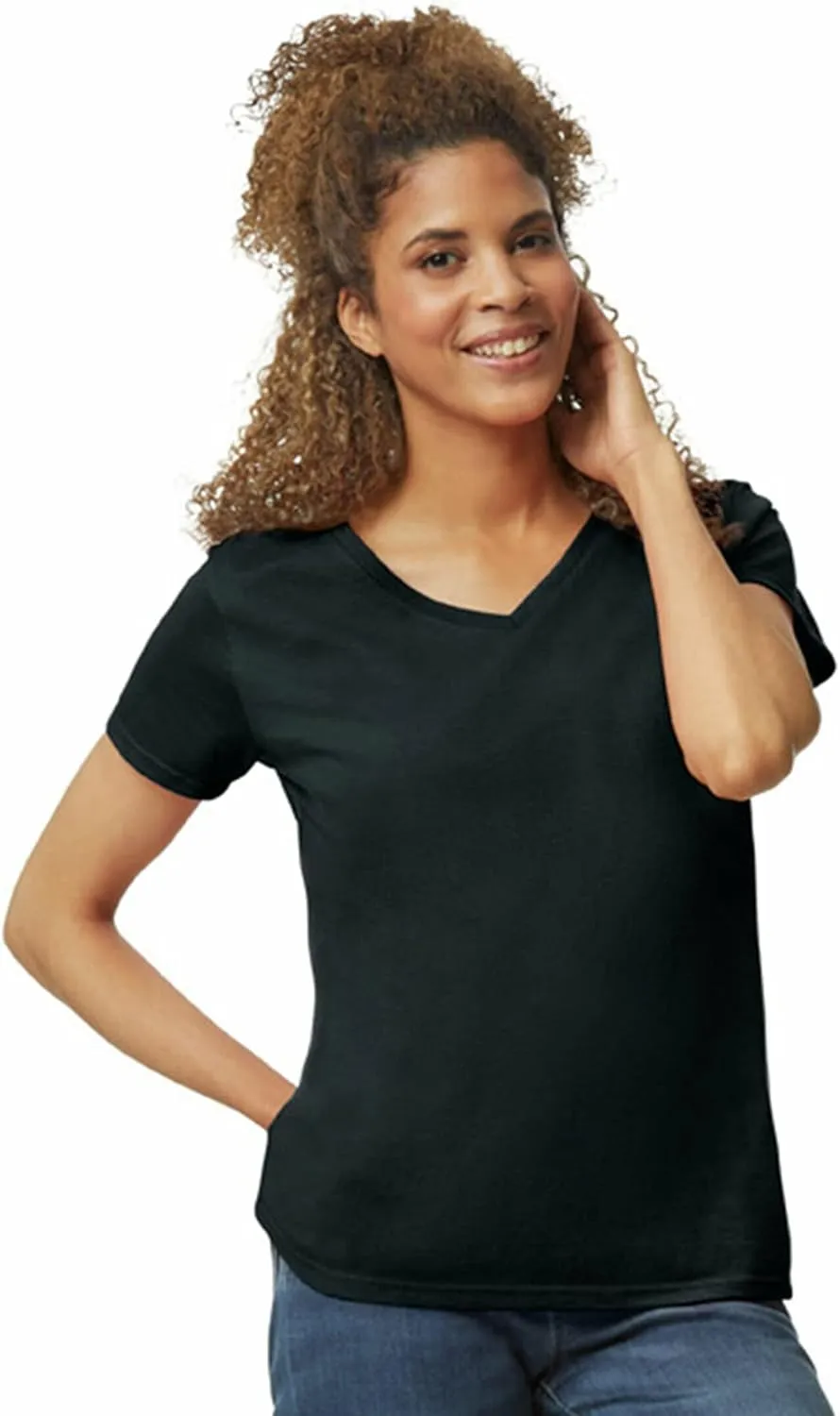 Gildan Women's Heavy Cotton V-Neck T-Shirt, 2-Pack