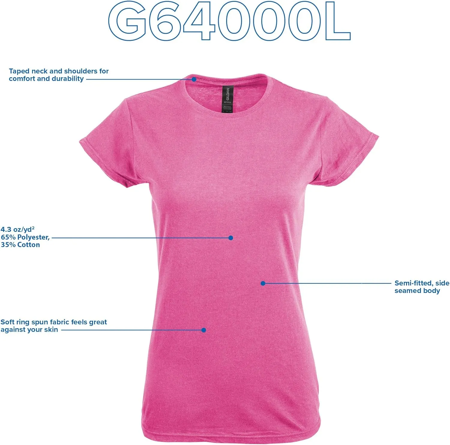 Gildan Women's Softstyle Cotton T-Shirt, Style G64000l, Multipack