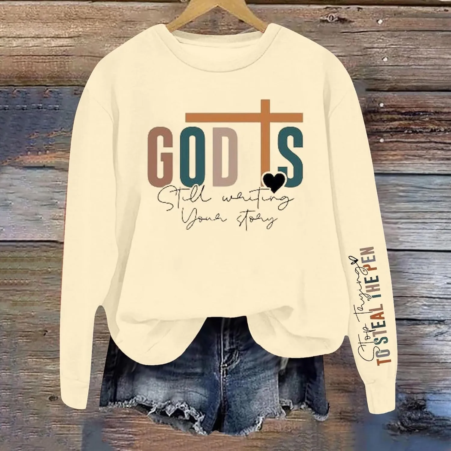 God Is Still Writing Your Story Sweatshirts For Womens Casual Shirts Drop Shoulder Long Sleeve Crewneck Clothing