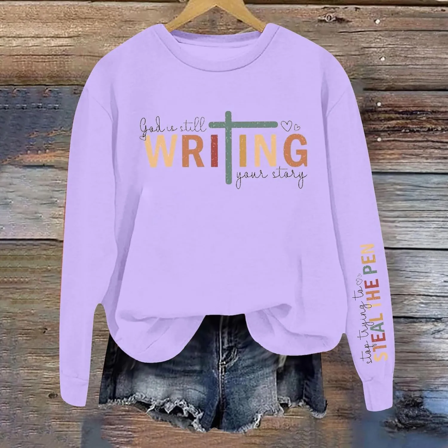 God Is Still Writing Your Story Sweatshirts For Womens Casual Shirts Drop Shoulder Long Sleeve Crewneck Clothing