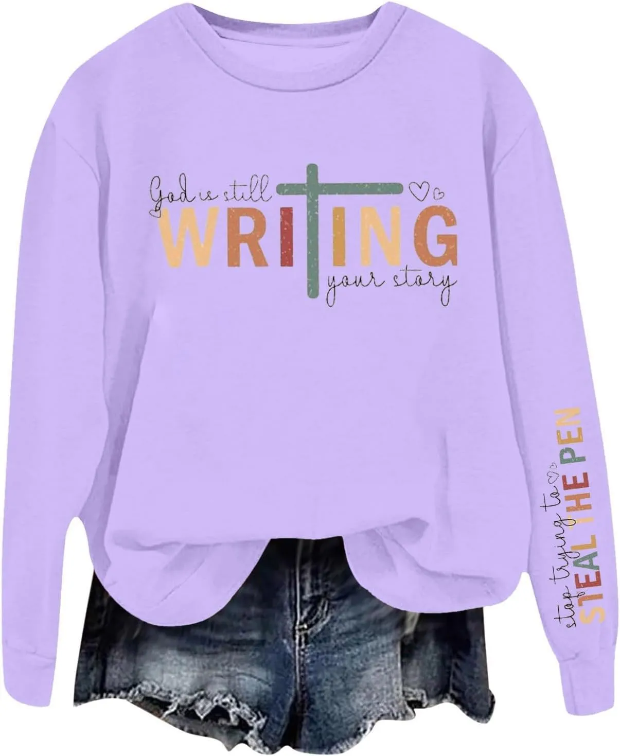 God Is Still Writing Your Story Sweatshirts For Womens Casual Shirts Drop Shoulder Long Sleeve Crewneck Clothing