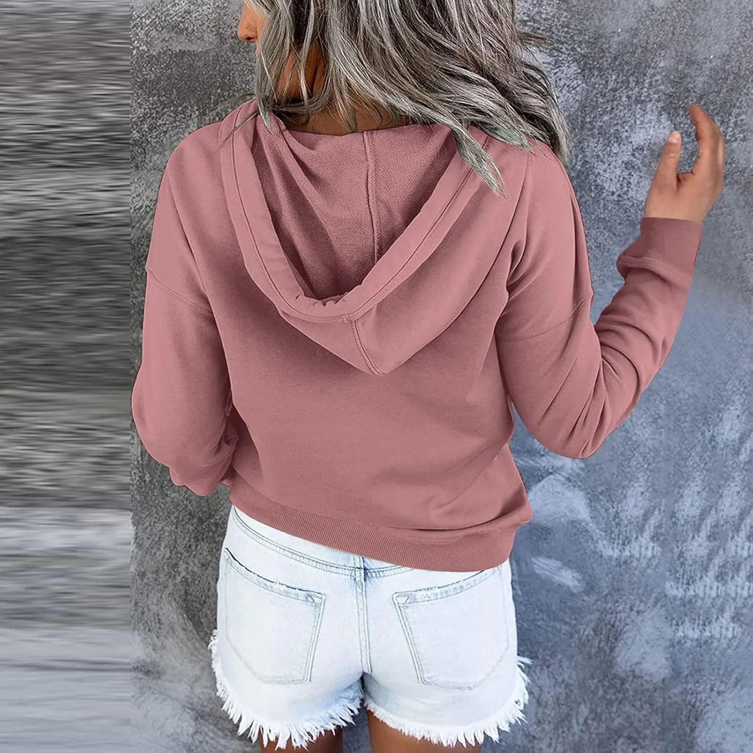 GOFULY Button Down Shirts For Women Fall Loose Oversized Hoodie Long Sleeve Drawstring Pockets Clothes Winter Solid Outfits