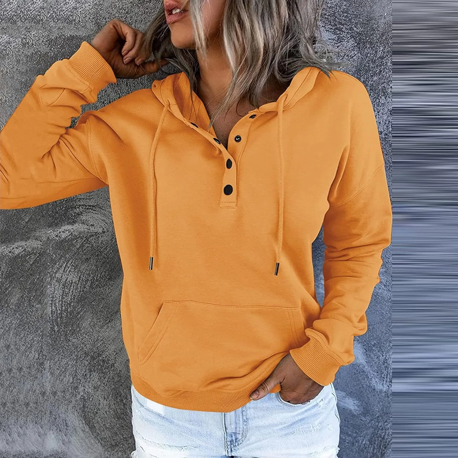 GOFULY Button Down Shirts For Women Fall Loose Oversized Hoodie Long Sleeve Drawstring Pockets Clothes Winter Solid Outfits