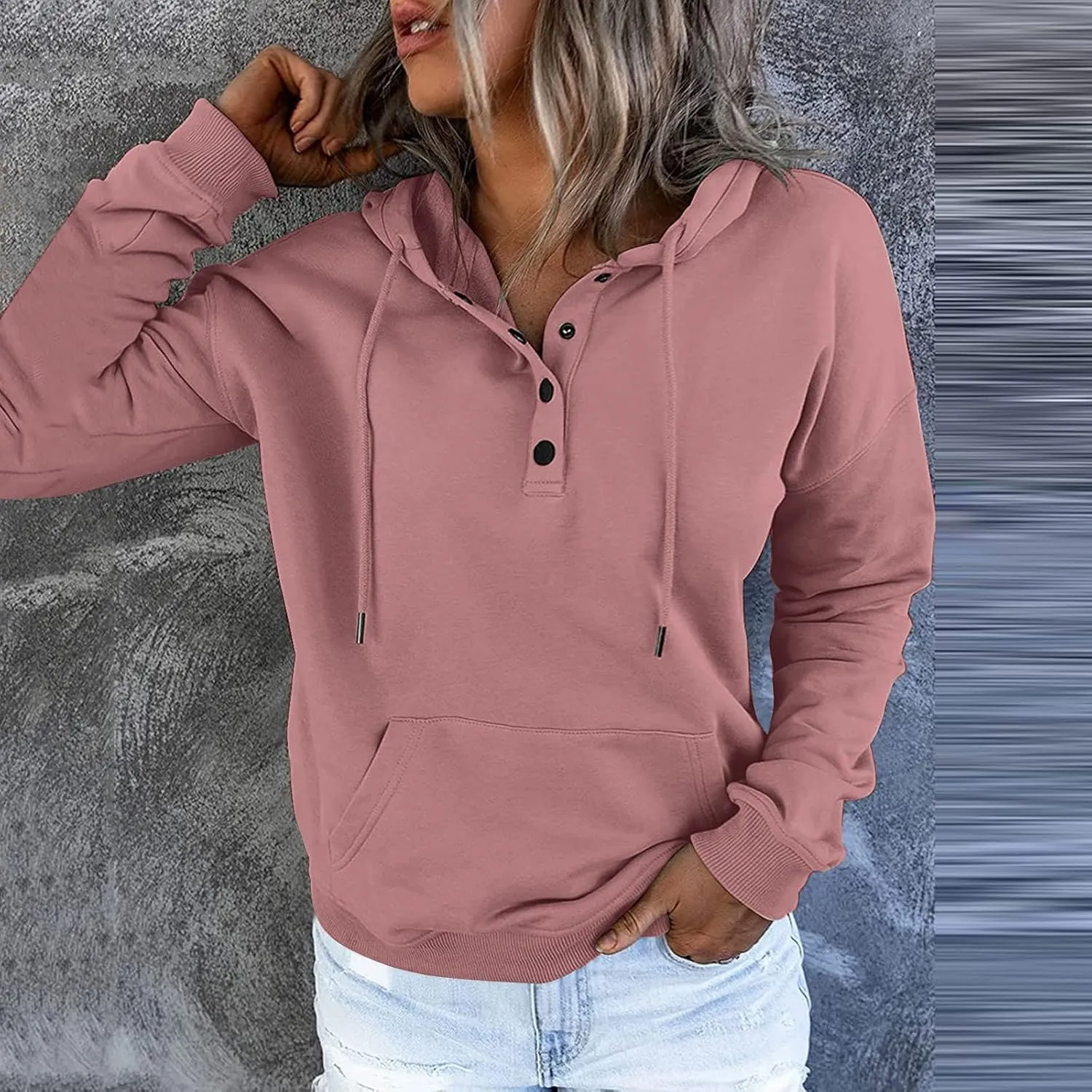 GOFULY Button Down Shirts For Women Fall Loose Oversized Hoodie Long Sleeve Drawstring Pockets Clothes Winter Solid Outfits