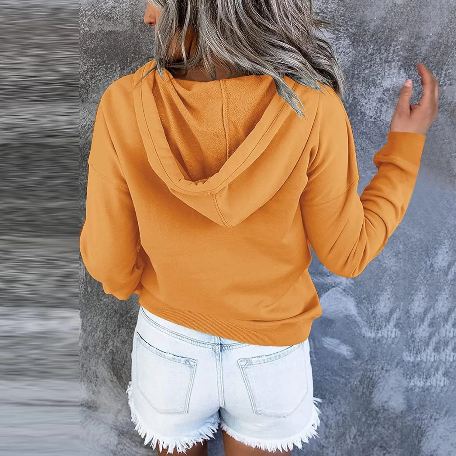 GOFULY Button Down Shirts For Women Fall Loose Oversized Hoodie Long Sleeve Drawstring Pockets Clothes Winter Solid Outfits