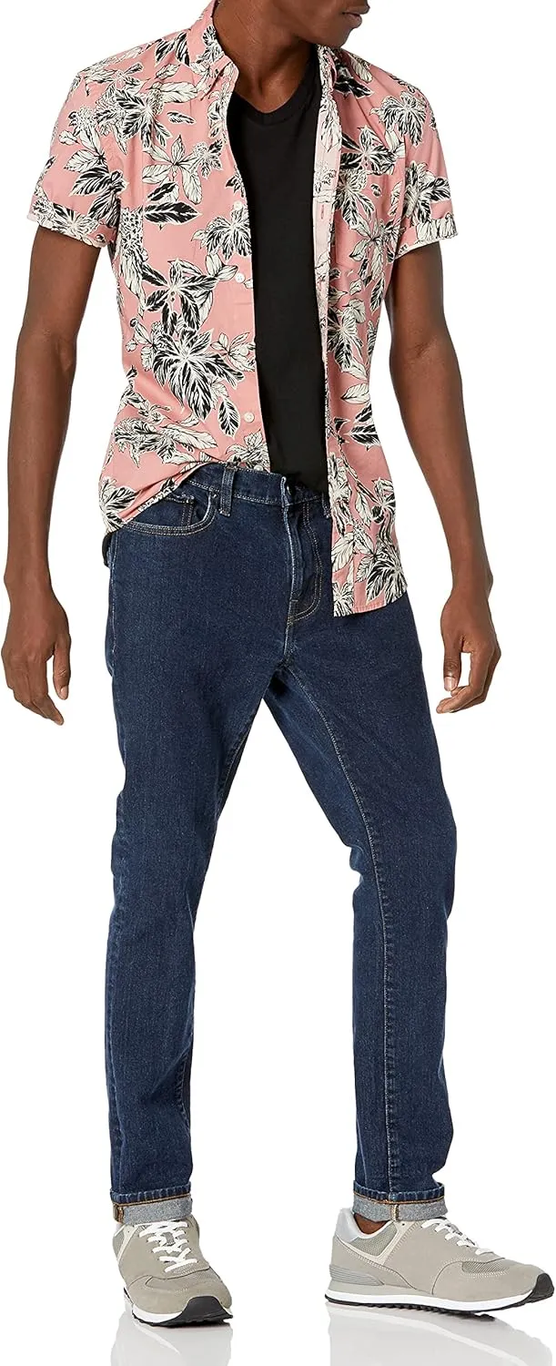 Goodthreads Men's Standard-Fit Short-Sleeve Printed Poplin Shirt