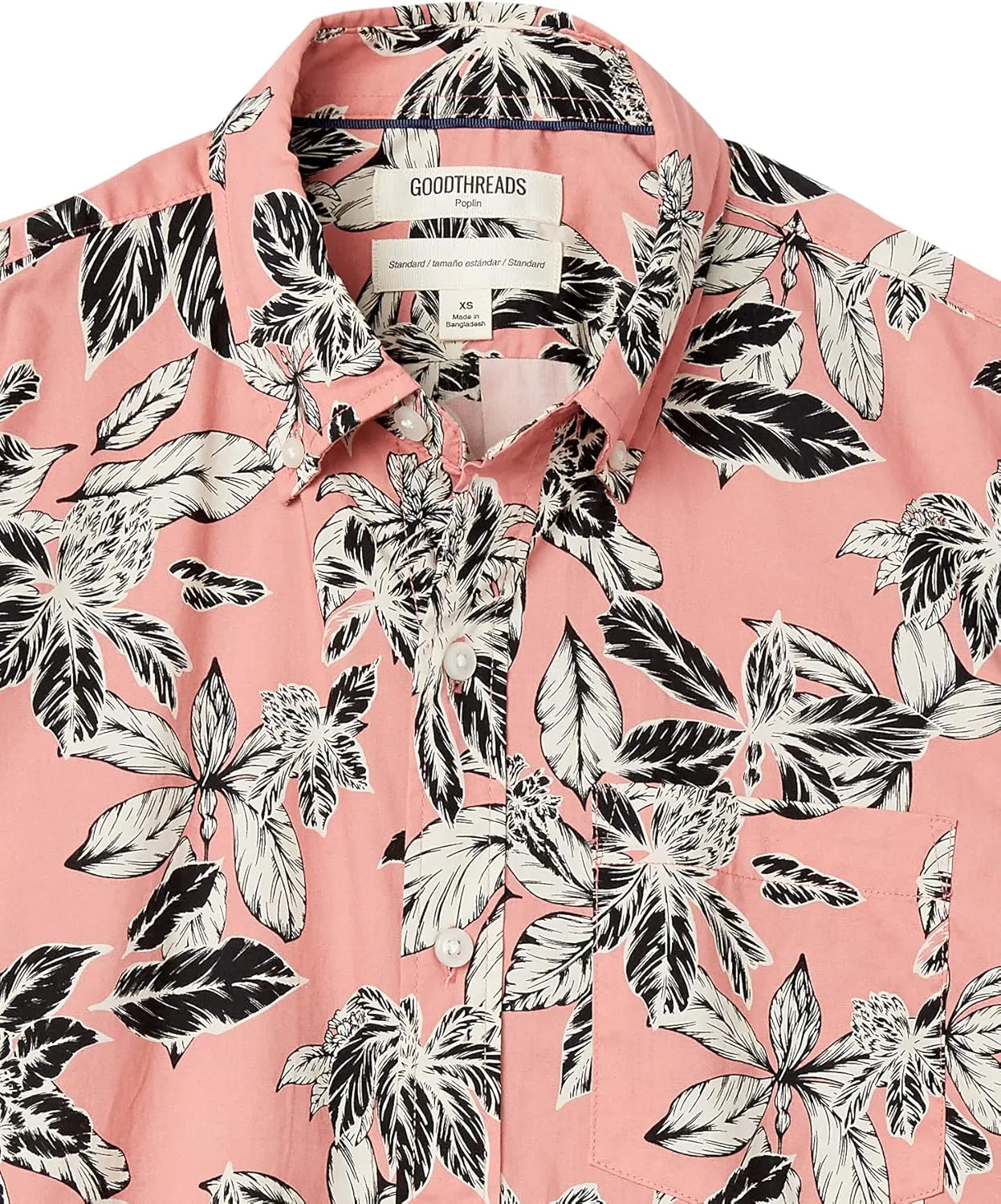 Goodthreads Men's Standard-Fit Short-Sleeve Printed Poplin Shirt