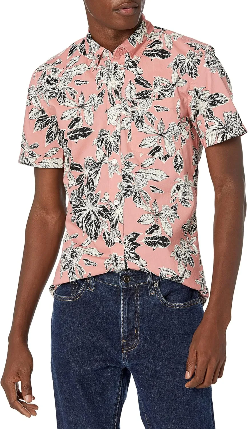 Goodthreads Men's Standard-Fit Short-Sleeve Printed Poplin Shirt